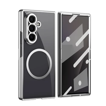 Custodia per telefono con cornice magnetica trasparente per Samsung Galaxy Z Fold 7 6 5 4 con protezione per lo schermo Cover per telefono trasparente antigoccia