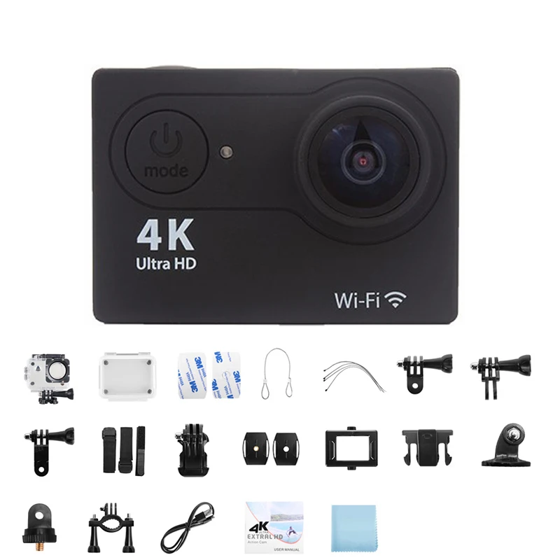 Ultra HD 4K Action Camera 30FPS 170D Underwater Waterproof Helmet Video Recording Outdoor remote WiFi 2.0 Screen Mini Sports Cam 