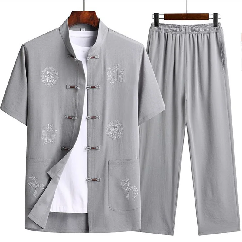 

Traditional Chinese Style Men Kung Fu Zen Tea Casual Blouse Cotton Linen Tai Chi Shirts Tang Suit Retro Casual Qipao Tops Tshirt