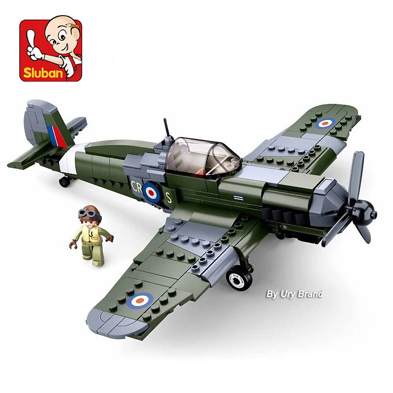 Sluban WW2 Military Army Spitfire Plane City Warplane Fighting Airplane Sets Model Building Blocks Toys for Children Boys Gifts | Игрушки и