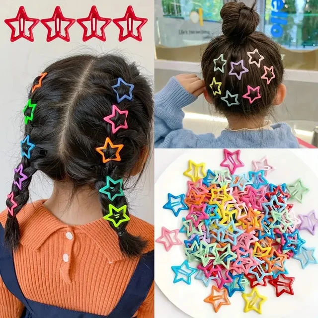 20pcs Colorful Star BB Hair Clips Adorable Hair Decoration for Girls and Kids Lovely Barrettes and Headwear Accessories