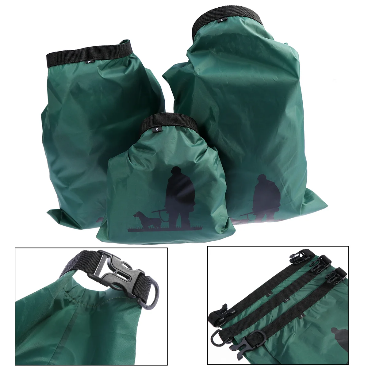 

1.5L+2.5L+3.5L Waterproof Dry Bag Storage Pouch Bag for Camping Boating Kayaking Boat Equipment Fishing (Army Green)