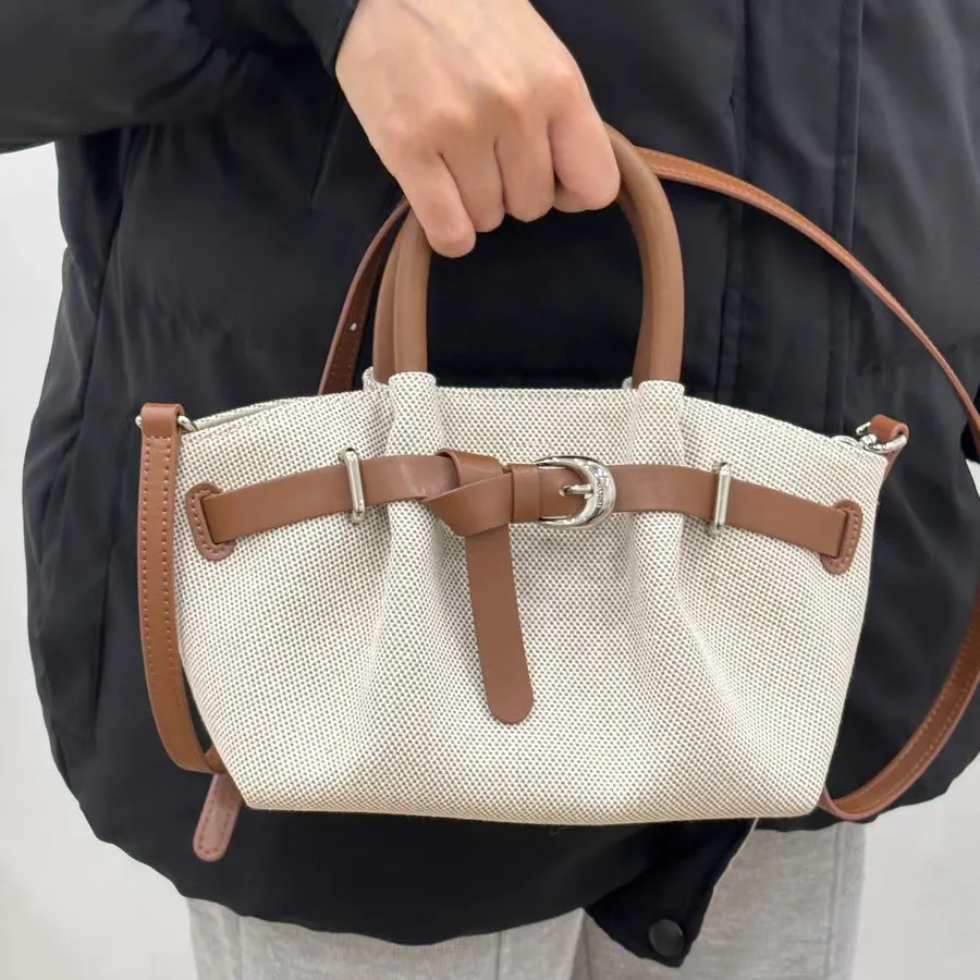 Retro canvas Shoulder Bags Women Fashion Luxury Belt Design Underarm Bag 2025 New Winter High-quality Trend Handbags