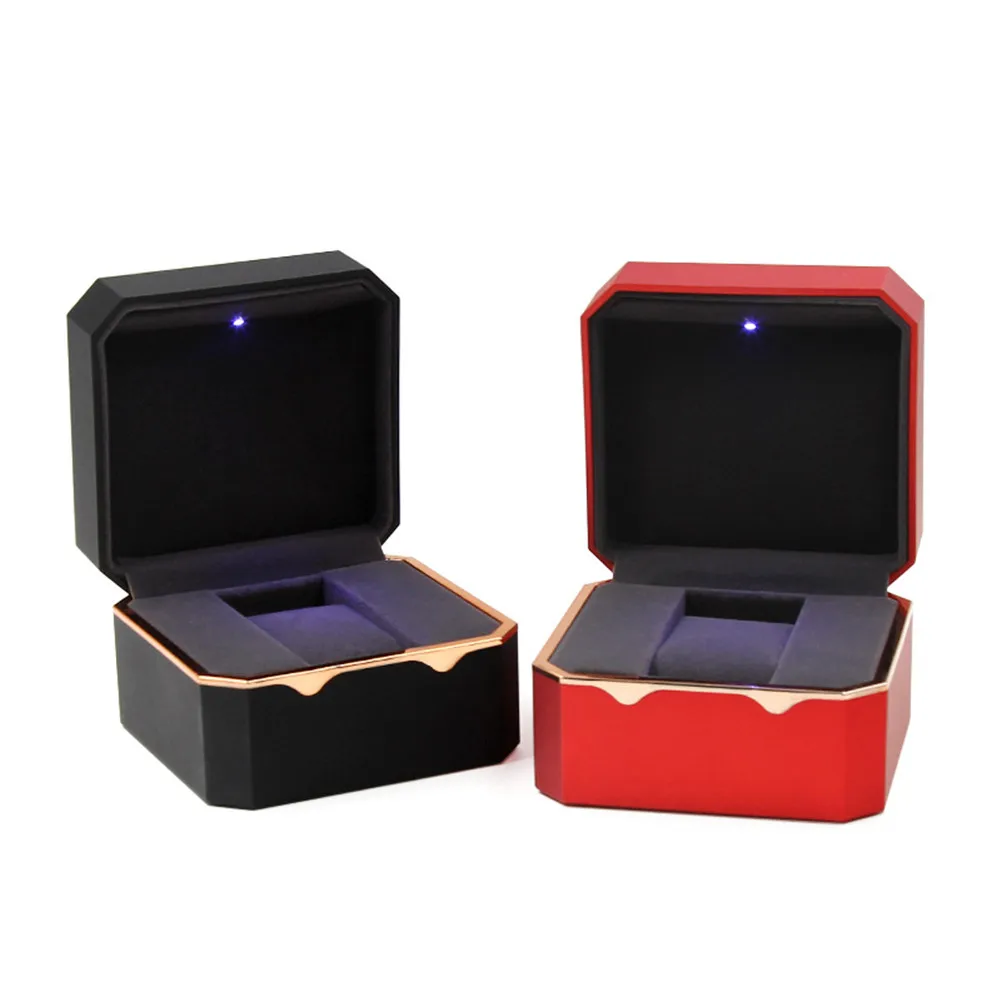 Single Watch Box LED Light Watch Display Case Paint Surface Soft Flannel Inner Travel Organizer Jewelry Storage Case watch storage box,watch storage bag,watch storage pouch