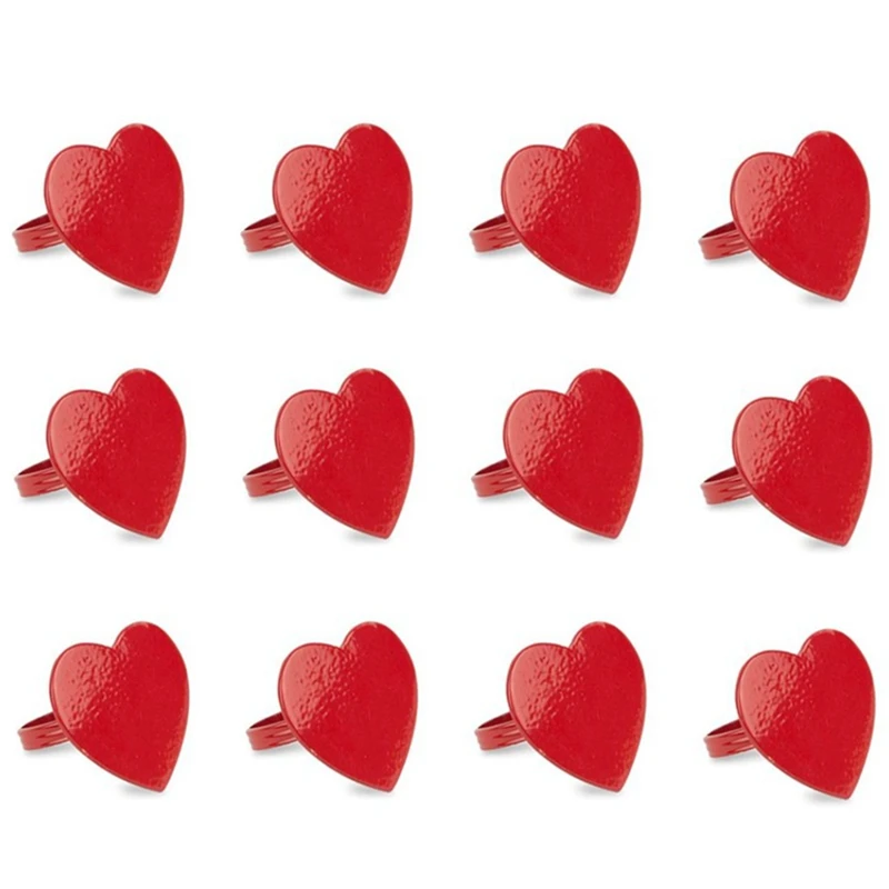 

HOT SALE Heart Napkin Rings For Valentine 'S Day, Love Metal Serviette Buckles For Mother 'S Day, Father 'S Day,Party(12 PCS)