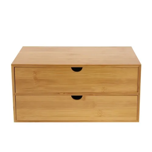 Mini bamboo desk organizer – angle view