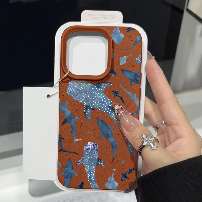 Whale Pattern Shockproof Soft Silicone Leather Texture Phone Case