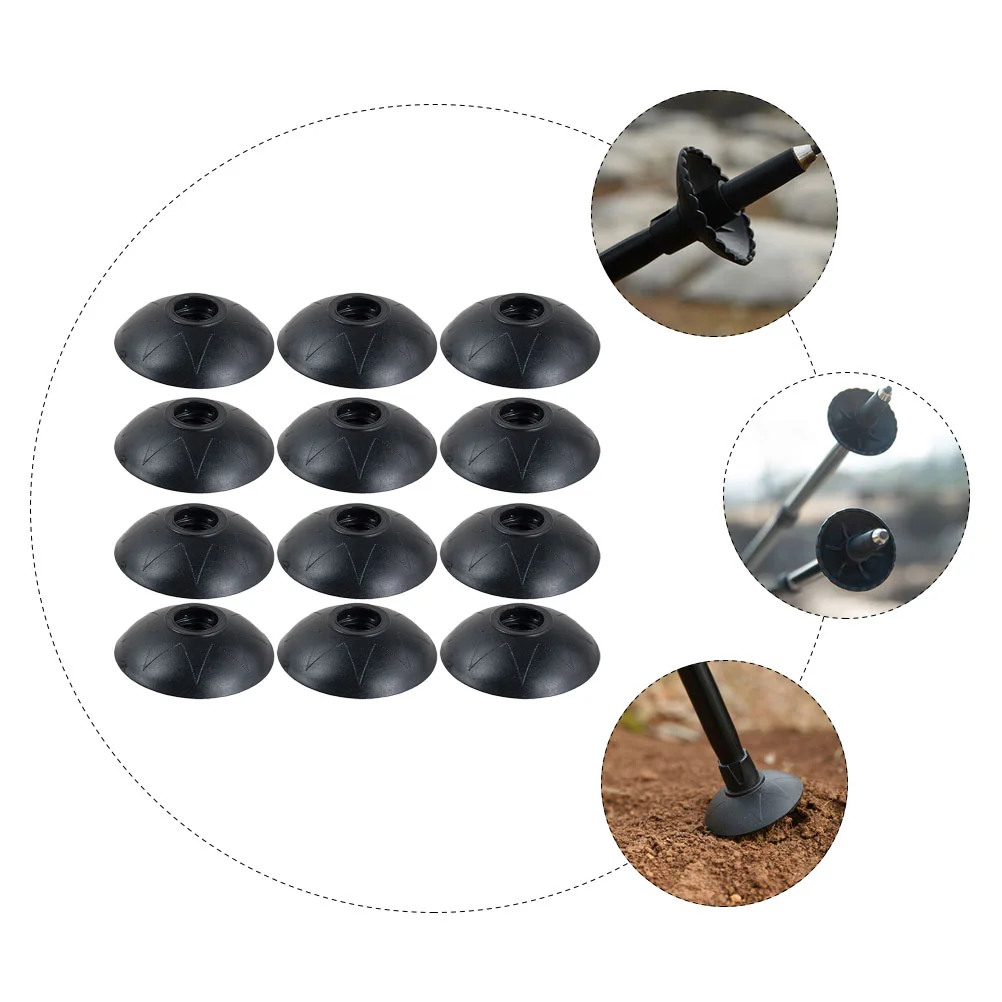 12 Pcs Durable Rubber Mud Tray Trekking Pole Cover Climbing Pole Mud Blocker Walking Stick Pad Hiking Accessories Camping Hiking