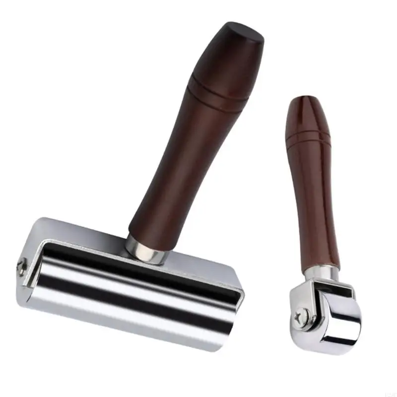 U2JC 26mm 100mm Leather Press Edging Roller, Wood Handle Leather Glues Laminating Roller, Press Edges Roller Tool