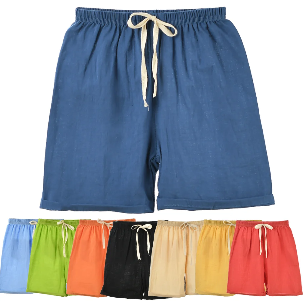 2-10Y Summer Boys Girls Shorts Children Candy Color Short Pants Kids Young Cotton & Linen Breathable Sports Beach Loose Shorts