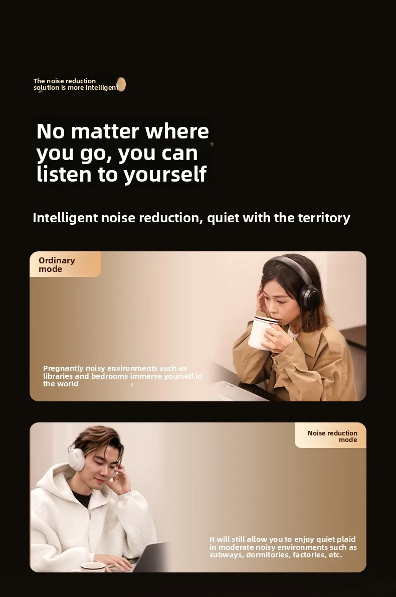 2025 model over-ear headphones with ANC active noise cancellation, HIFI high-qua