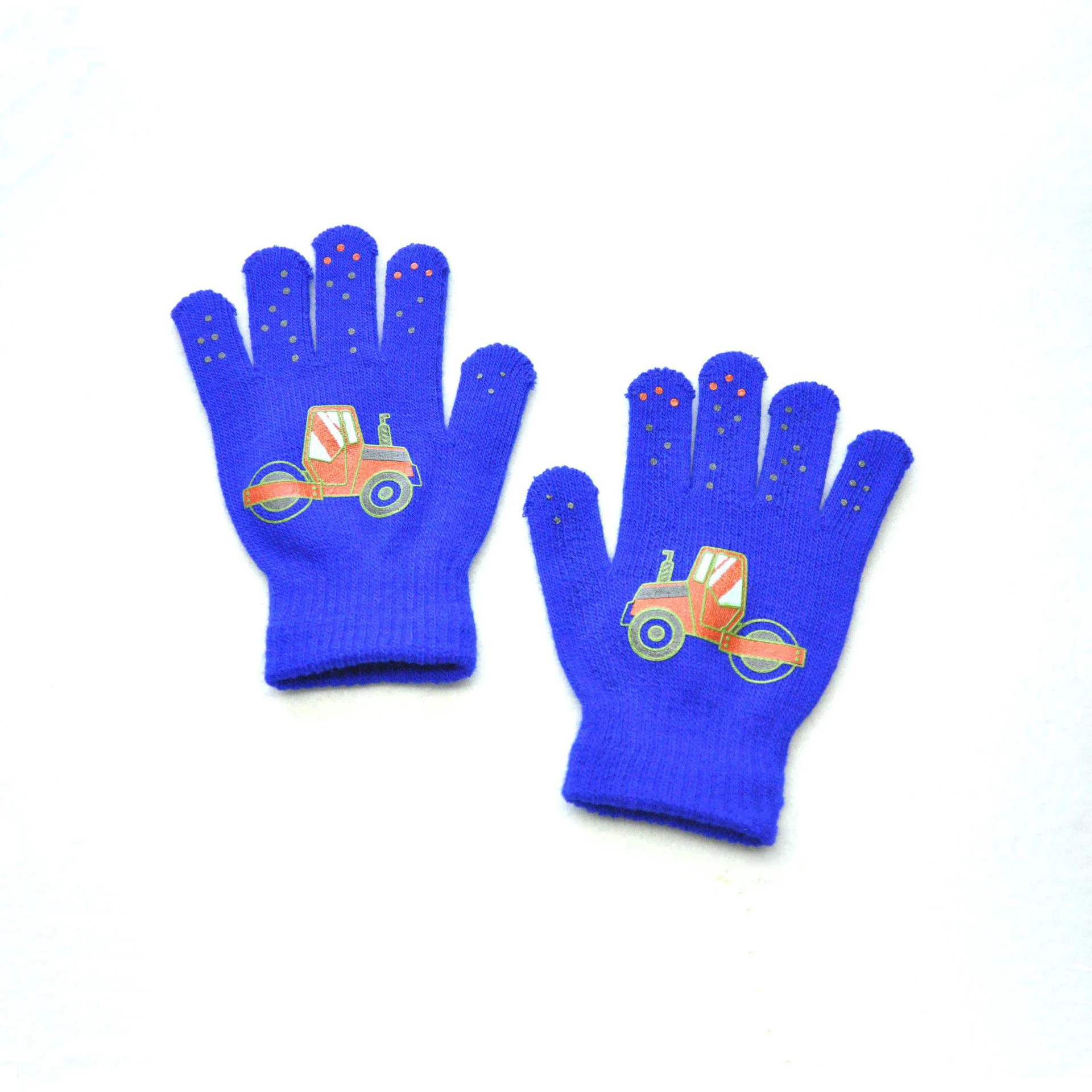 Outdoor 5-11Y Children Knitted Gloves Cute Winter New Students Cars Warm Full Finger Mittens Outdoor Kids Cycling Skiing Gloves