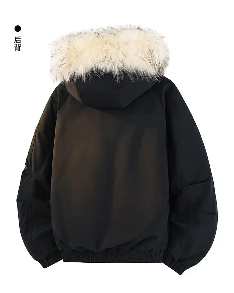 Lässige Herren-Winterjacke mit Abnehmbarem Fellkragen, Warme Kapuzen-Daunenjacke, Winddichte Outdoor-Pufferjacke, Verdickte Premium-Parka – Detail 19