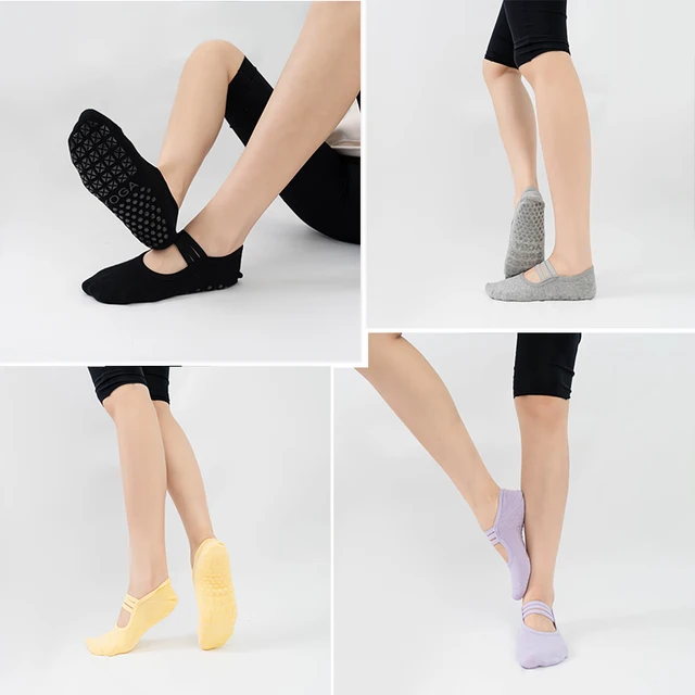 3Pairs Professional Bandage Yoga Socks Non-Slip Backless Pilates Socks Women Sport Ourdoor Fitness Breathable Ballet Dance Socks 4
