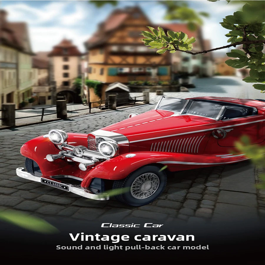1pcs Mini Vehicle Vintage Car Model Toy Diecasts Sport Car Toys with Sound and Light Pull Back Vehicles for Children's Gifts - 5