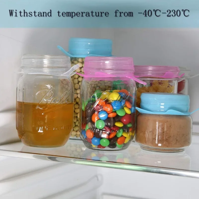 Food Cover Fresh Keeping Cover Microwave Cover Preservation Cover Bowl Cover Small Silicone Stretch Lids 8 Pack of 2.5 inch Reusable Stretch Cover 2.6 to 3.4" Can Cup and Wide Mouth Mason Jar