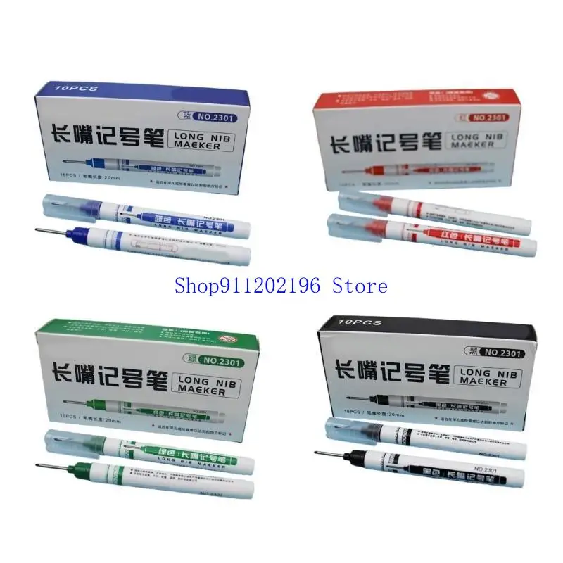 P82A 10Pcs 20mm 긴 팁 목수 마커 깊은 구멍 마커 깊은 구멍 마커 펜