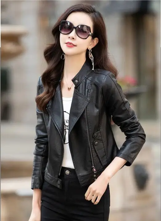 2023 New Women Genuine Leather Jacket Autumn Winter Fashion