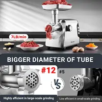 3 Speed Meat Grinder Heavy Duty: Built-in Storage Box, 2 Blades,4 Plates 2