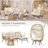 4-piece Bohemian Outdoor Furniture Set with Egg Chair and Ice Bucket, Small L-shaped Willow Conversation Segmented Sofa Set 4