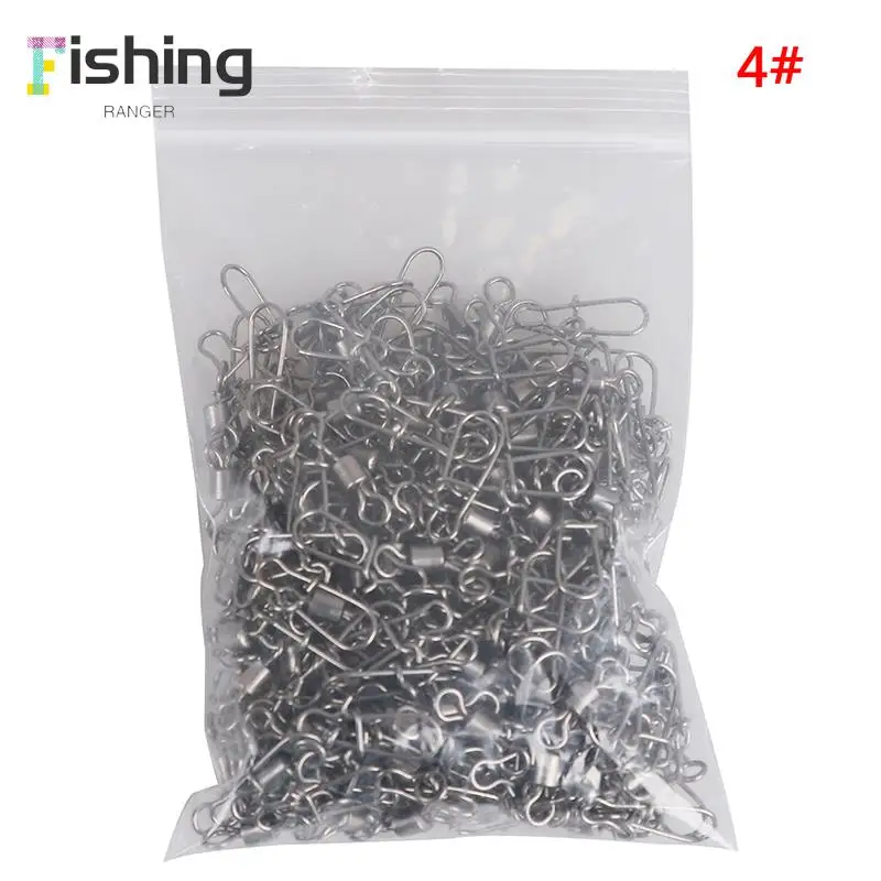 

200Pcs 4# 30mm stainless rolling swivel nice snap lure connector fishing swivels snap