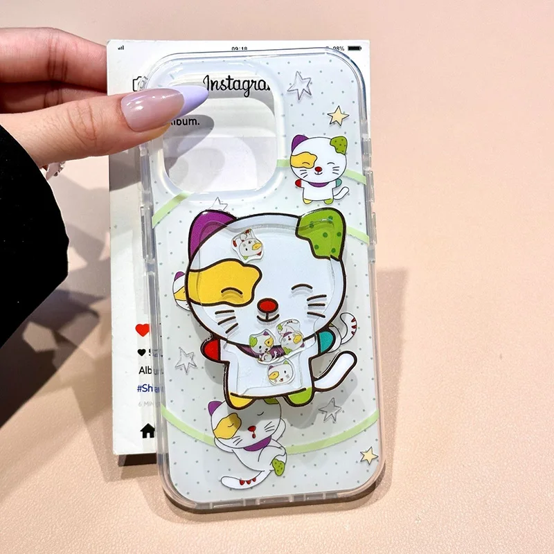 Spotted Cat Cartoon Grip Tok Holder Acrylic Phone Case