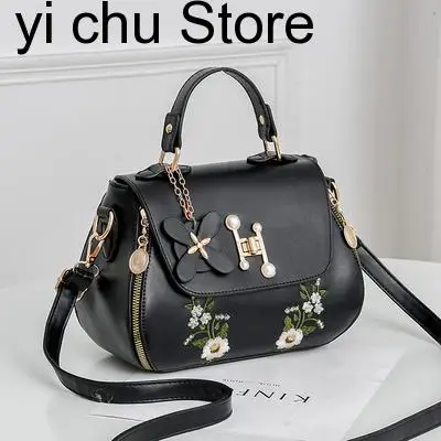 

New Embroidery Female PU Leather Hobos Handbags Fashion Designer Lady's Shoulder Crossbody Bag Elegant Bags For Women