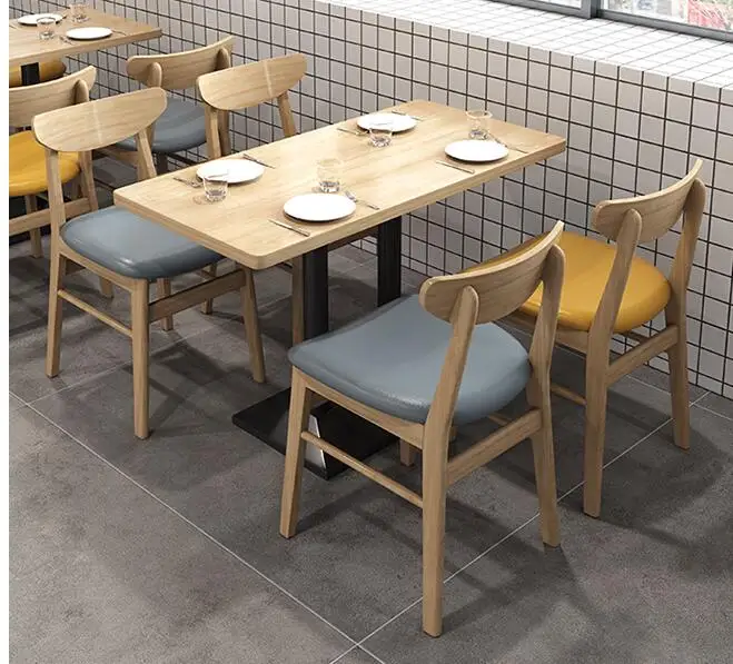 Western Restaurant Wall Stand Snack Shop Restaurant Catering Shop Solid Wood Sofa Dessert Milk Tea Table Chair