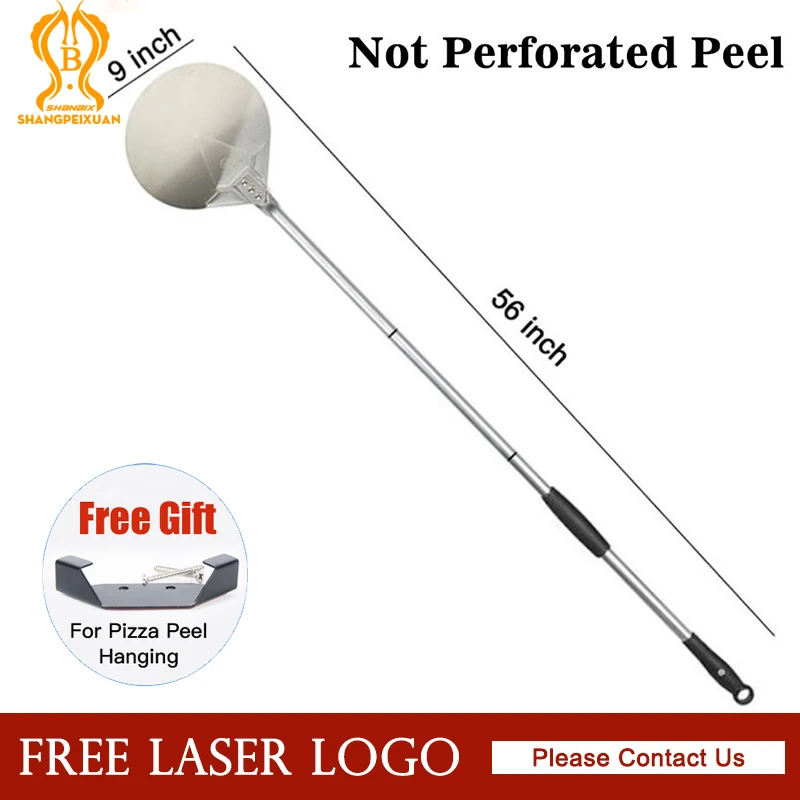 SHANGPEIXUAN Removable Turning Peel 56 Inch Round Pizza Turning Peel Stainless Steel Pizza Paddle Long Tool