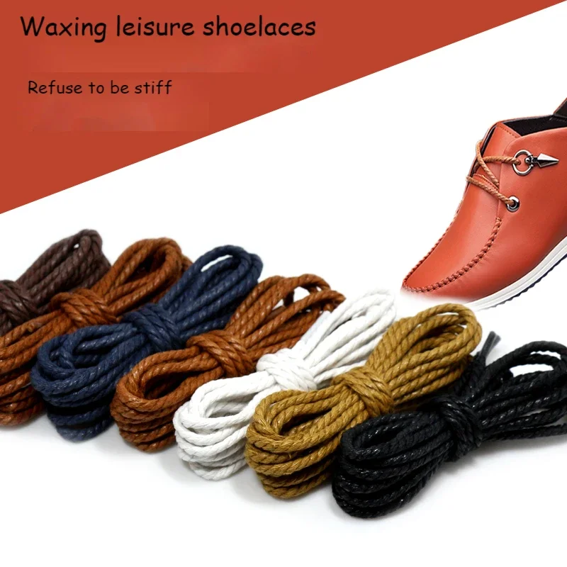 Elegant Round Waxed Shoelaces for Leather Boots and Shoes