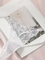 2 pièces dames nouvelle dentelle Sexy noir et blanc brodé fleur imprimé Sexy ensemble string sous-vêtements C2648 3