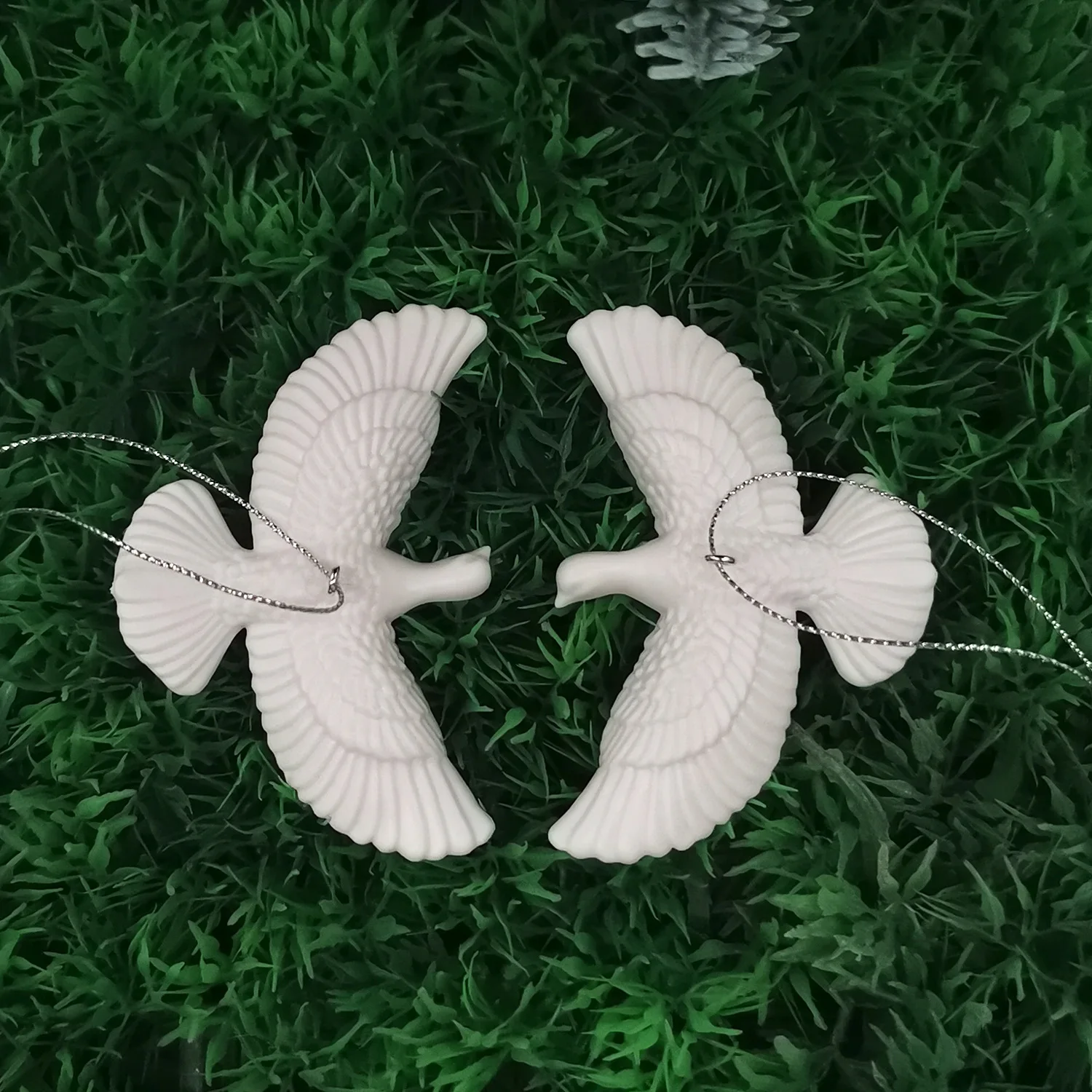 50-5PCS Peace Dove Christmas Tree Hanging Ornaments Resin White Bird Pendants 2026 New Year Party Home DIY Decoration Kids Gifts