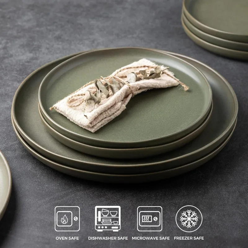 Wavy Rim Ceramic Dinner Plates Set of 6