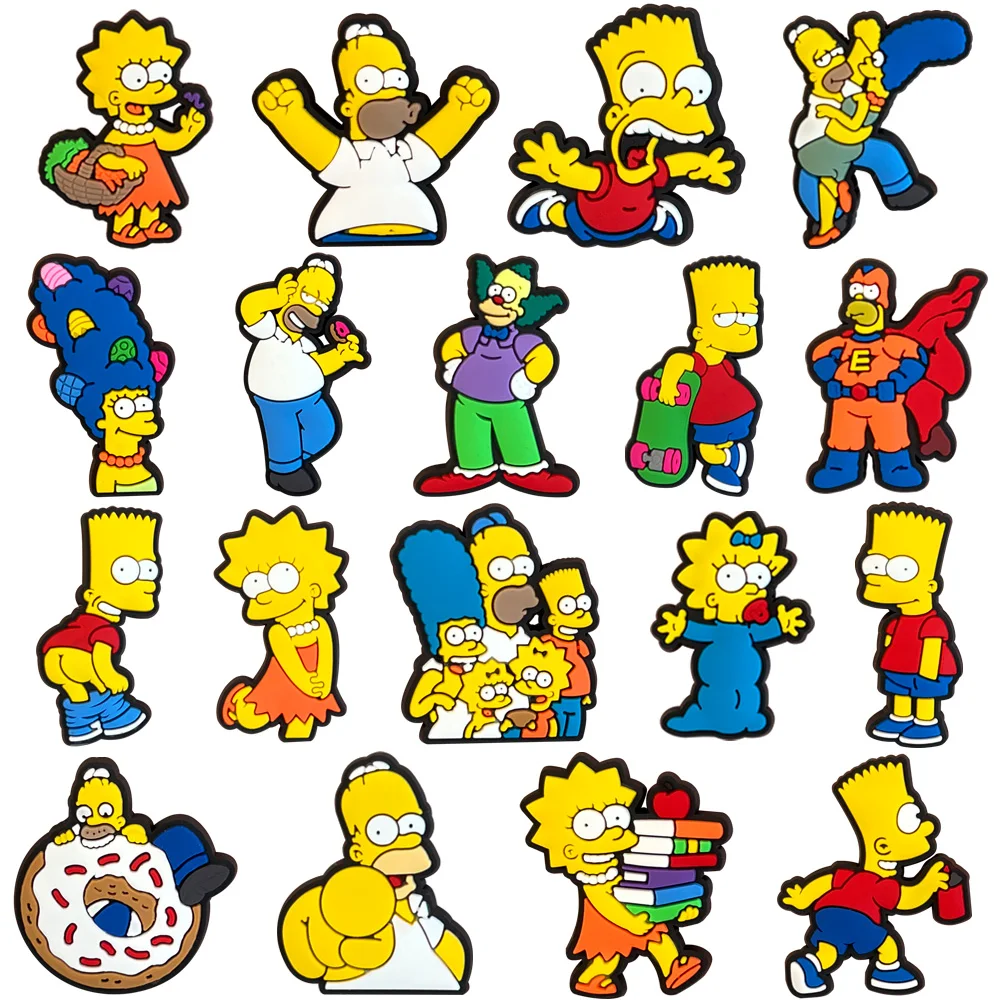 Anime Simpson Shoe Charms Set - Cute Sandal Accessories Badges