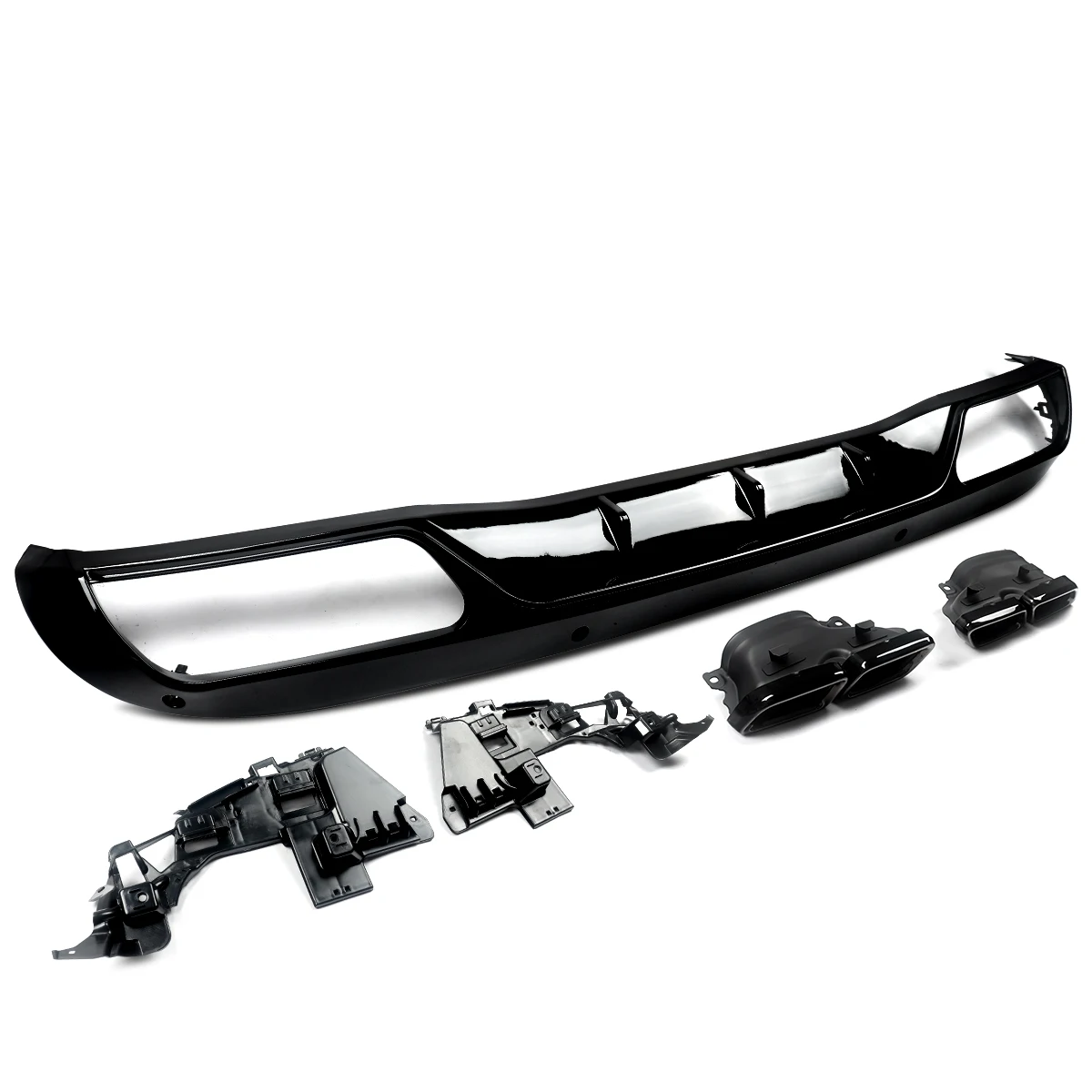 For Mercedes Benz C Class W205 C300 Base Sedan NON AMG Rear Diffuser+Exhaust Tips 2015-2018 Classic Model Rear Bumper