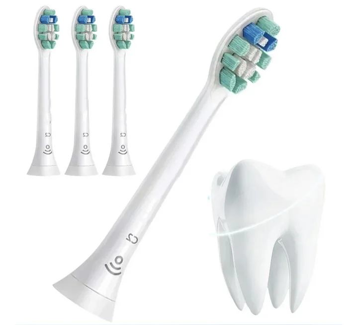 4Pcs 4 Brush Heads White Replacement Toothbrush Heads Plaque Defence Toothbrush Brush Head for Philips Sonicare C2