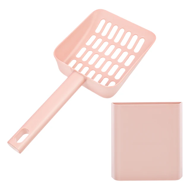 1 Set Cat Litter Scoop Kit With Holder Wide Mouth Design For Easy Pet Waste Cleanup Lightweight Durable Abs Material Suitable