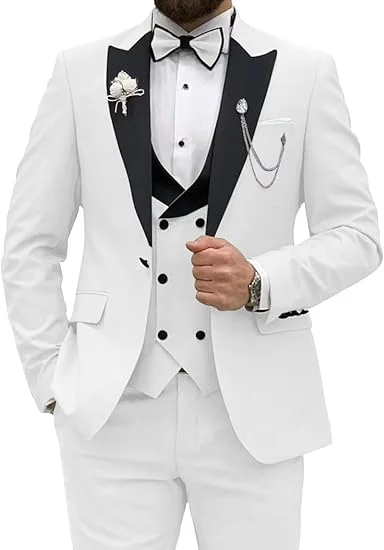 חליפת טוקסידו לגברים של Tesco, 3 חלקים, מתאימה לגברים, חליפת טוקסידו לאירועי חתונה וארוחות ערב, מותאמת אישית