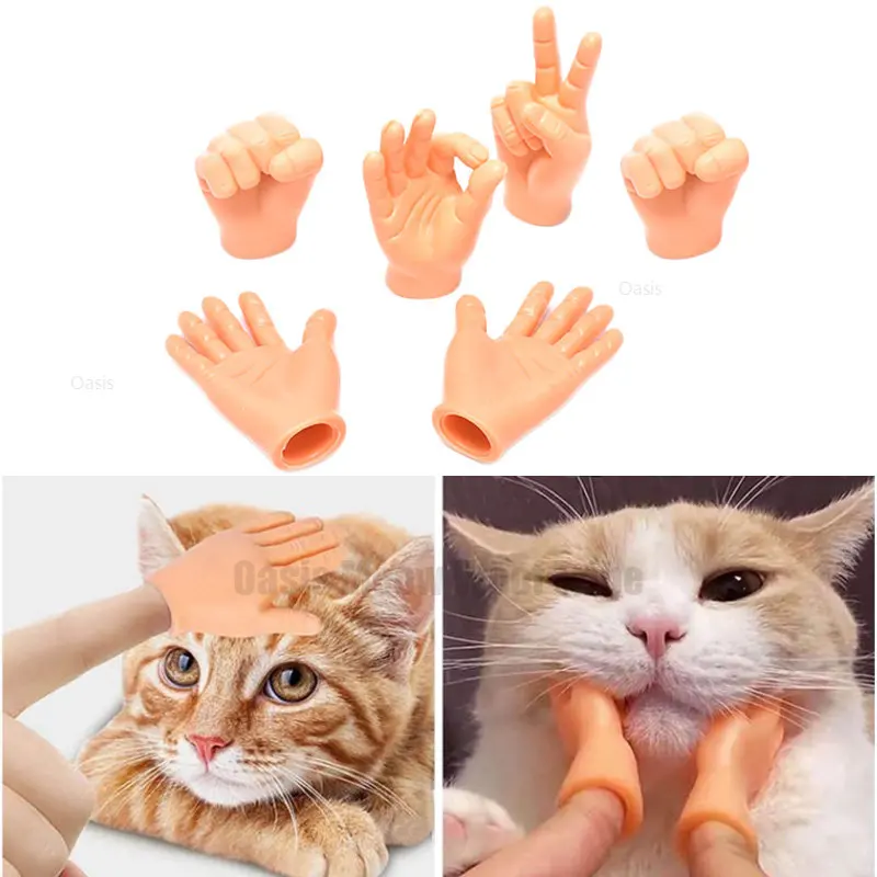 Simulation little hands funny mini hands foot finger sleeve silicone hand  puppet novel prank finger toys tease cat props - AliExpress
