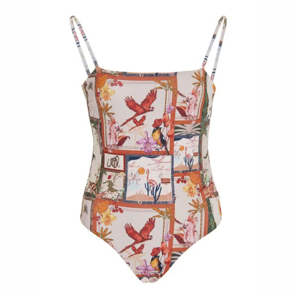 

Women's Floral Print Beachwear One-Piece Swimsuit Big Backless Bathing Suits Beach Style Monokini Fashion Swimwear Summer 2023