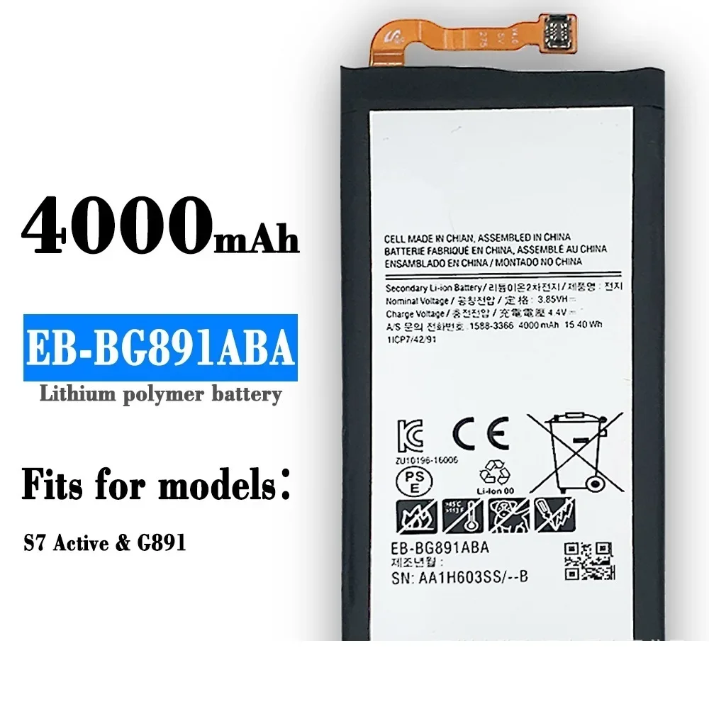 

Replacement Battery EB-BG891ABA For Samsung GALAXY S7 Active SM-G8910 G891F G891A G891L G891 G891V SM-G891L 4000mAh