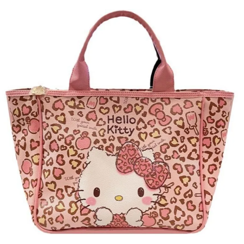 

Sanrio Hello Kitty Y2k Fashion Backpack Sister Cute Pink Leopard Print Schoolbag Sweet Cartoon Animation Zipper Bag Girl gift