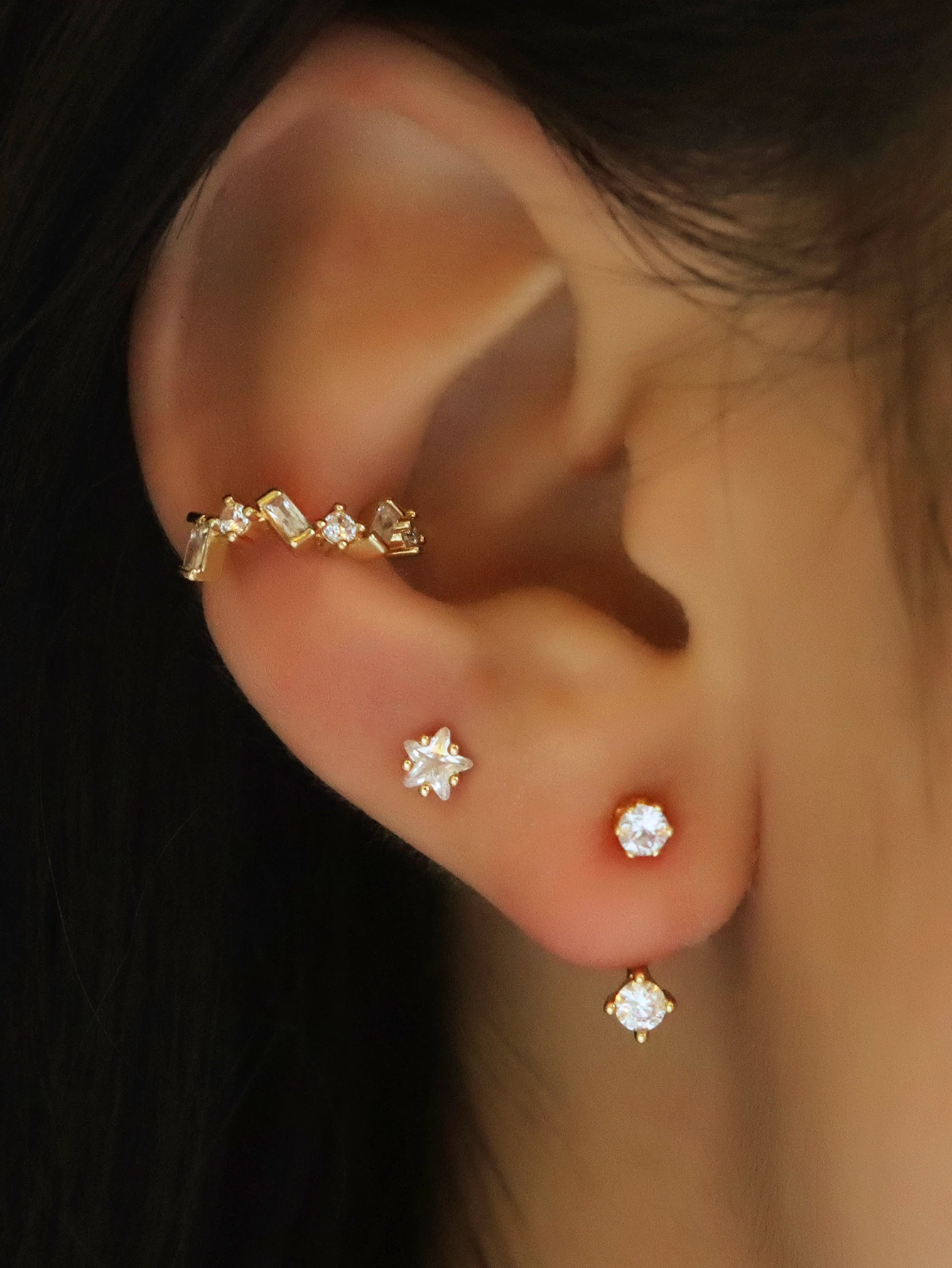 Vintage Cubic Zirconia Flower Earrings