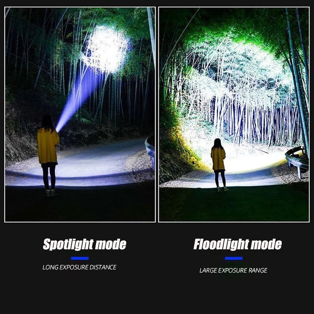 10000LM 800W 가장 강력한 Led 손전등 전술 15000mah 내장 배터리 플래시 라이트 비상 스포트라이트 4km 휴일 선물