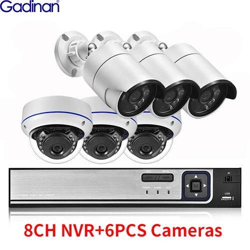 Gadinan 8MP Ultra HD POE Network Video Surveillance System 4K Security Cameras 4CH 8CH NVR Dome Bullet CCTV Kit Audio Record Set cctv camera for home Surveillance Items