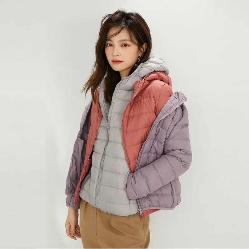 

Women Winter Down Puffy Puffer Jacket 2023 New Spring Autumn 90% White Duck Down Jacket Women Hooded Ultra Lightweight Coats