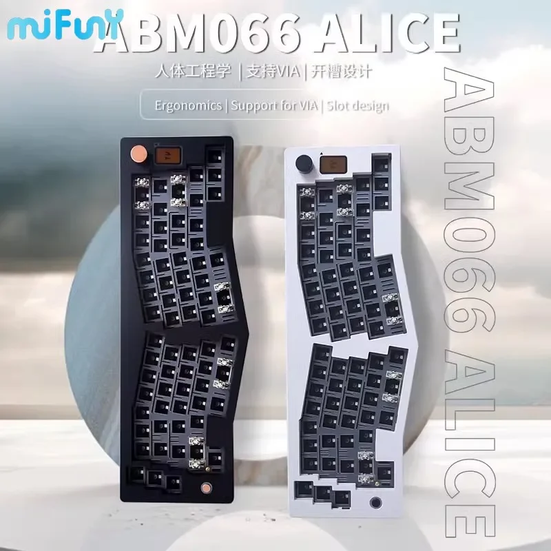 

MiFuny ABM066 Alice Wireless Mechanical Keyboard Kit Customized Gasket Knob VIA Tri Mode Hot Swap RGB Backlight Gaming Keyboards