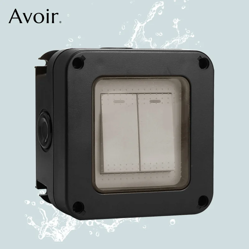 AvoirIP66WallPushButtonLightSwitchWithWaterproofBox2Way
