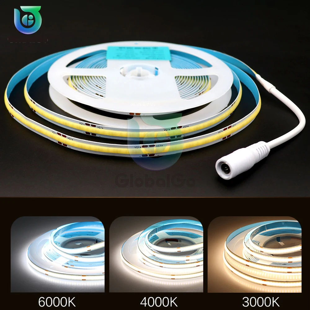 

DC12/24V COB LED Strip Lights 320LEDs/M High Density Linear Light Flexible LED Tape for Room Decoration Warm Nature Cool White