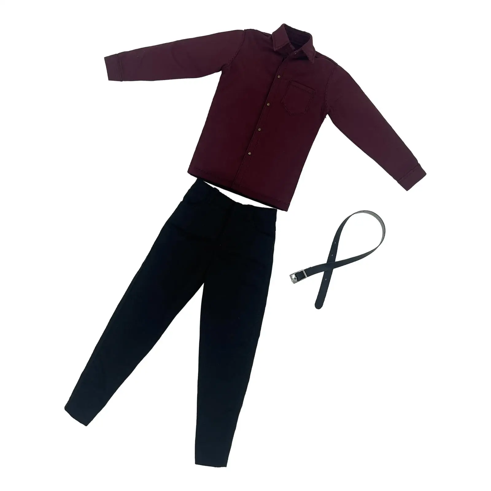 

Кукольная рубашка в масштабе 1/6, брюки и пояс, декоративные аксессуары для кукол, тканевый Детский комплект для ролевых игр, повседневный костюм для 12-дюймовых экшн-фигурок